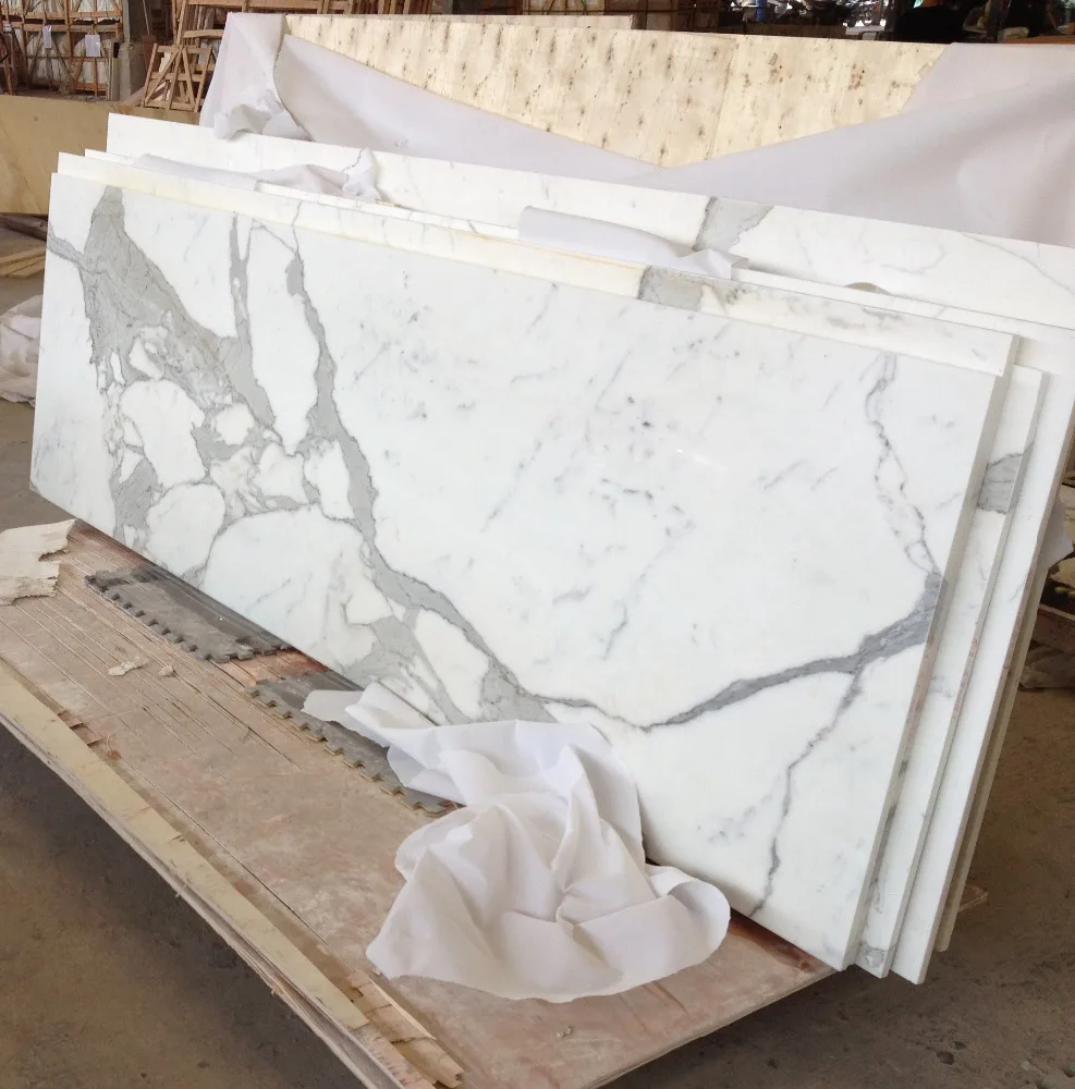 Luxury Prices Natural Stone Italian White Marble Bianco Calacatta Marble Floor Tiles Slab