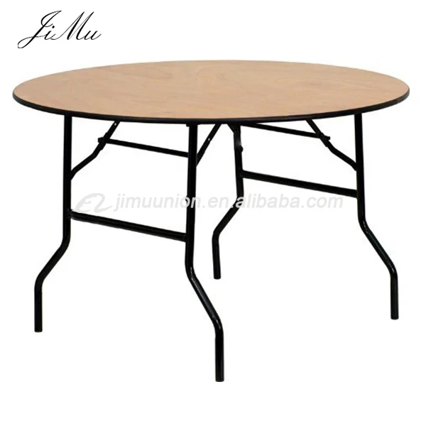 Hospitality wedding party tables Wedding Banquet events Plywood Round folding Tables PVC edge for sale
