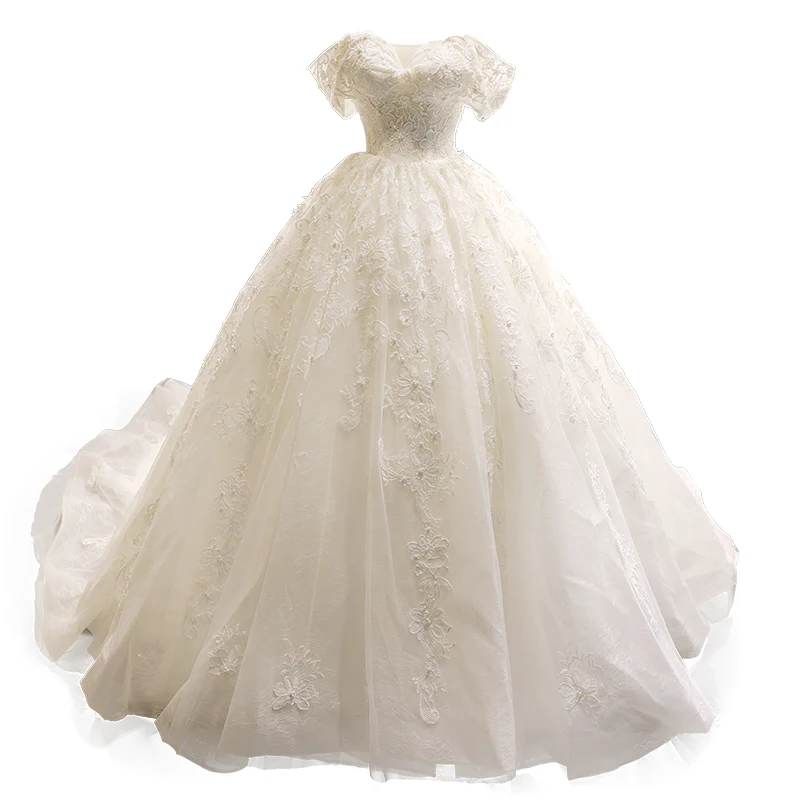 
RSM66672 off shoulder short sleeves high quality long elegant luxury romantic german wedding dresses 
