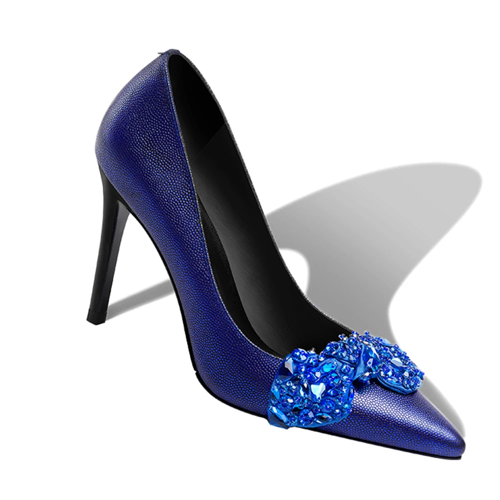 Hand Made 2020 Factory Brand Crystal Evening Shoes Rhinestone Stiletto Heel Wedding Shoe Women