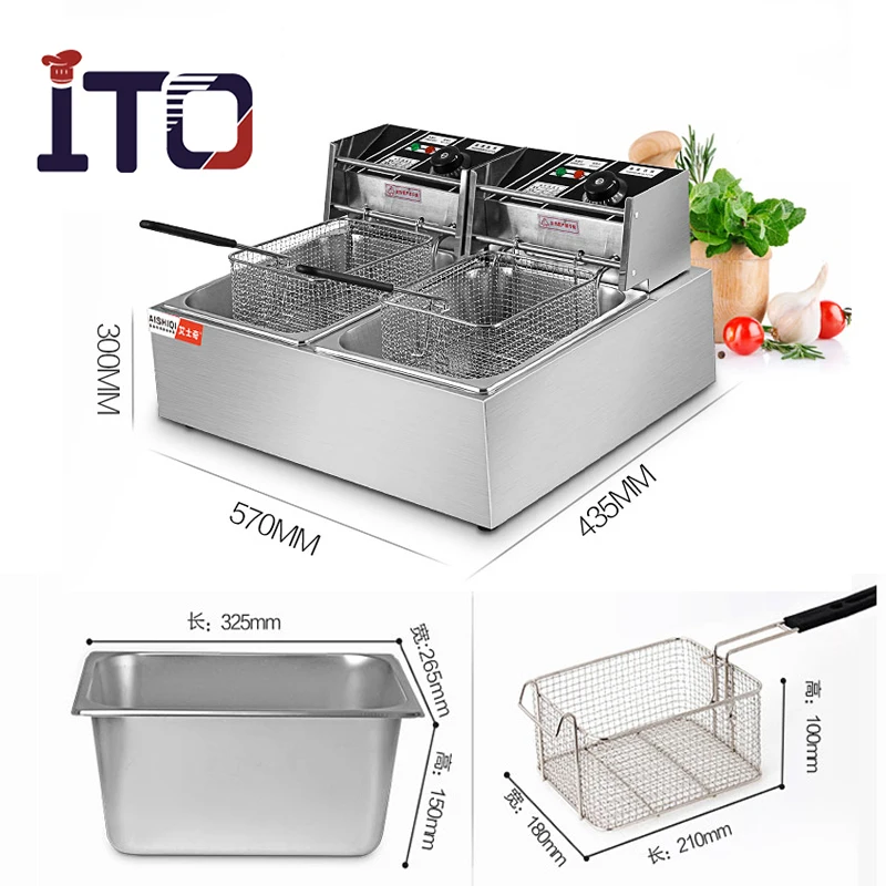 Commercial  Hot Sale Large Capacity 2 Basket Electric Deep Fryer Machine