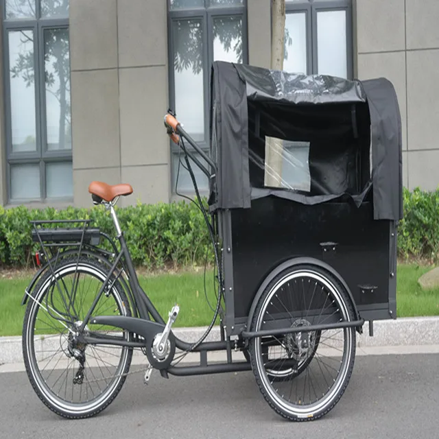 Front hydraulic disc brake three wheel electric family cargo bike for sale