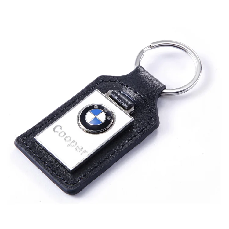 Black leather keychain Car brand logo Pu keychain logo custom key chain