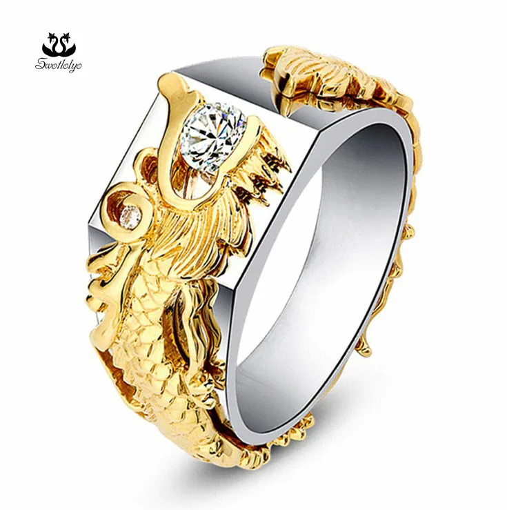 Dragon Ring Men 18k Gold Plated Diamond Ring Dragon For Men And Women