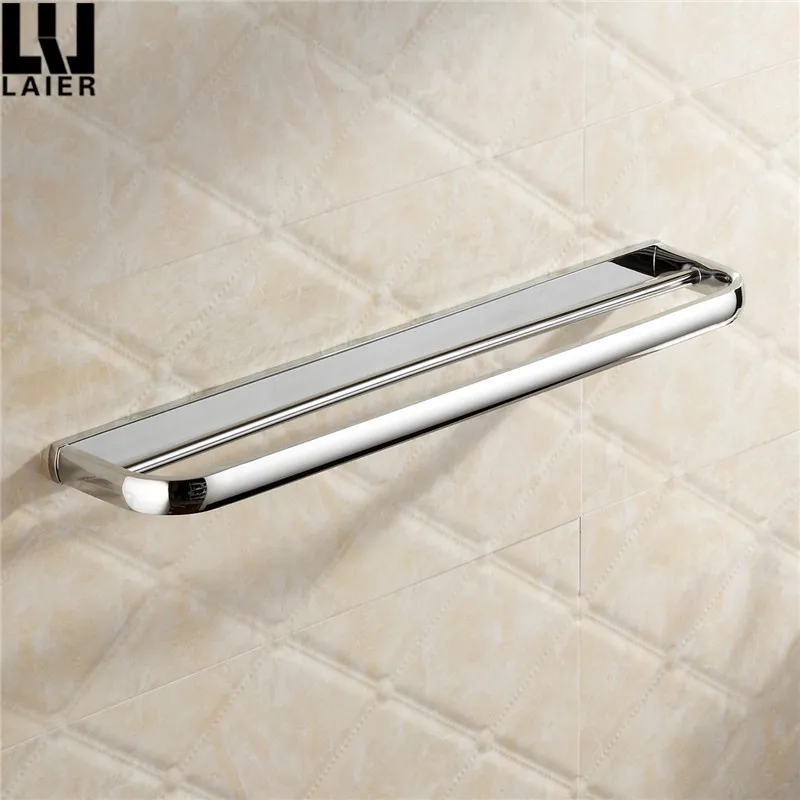 
Wall Mount Modern Chrome Finish Solid Brass Double Towel Bar Free Standing Space Saver Lavatory Towel bar 