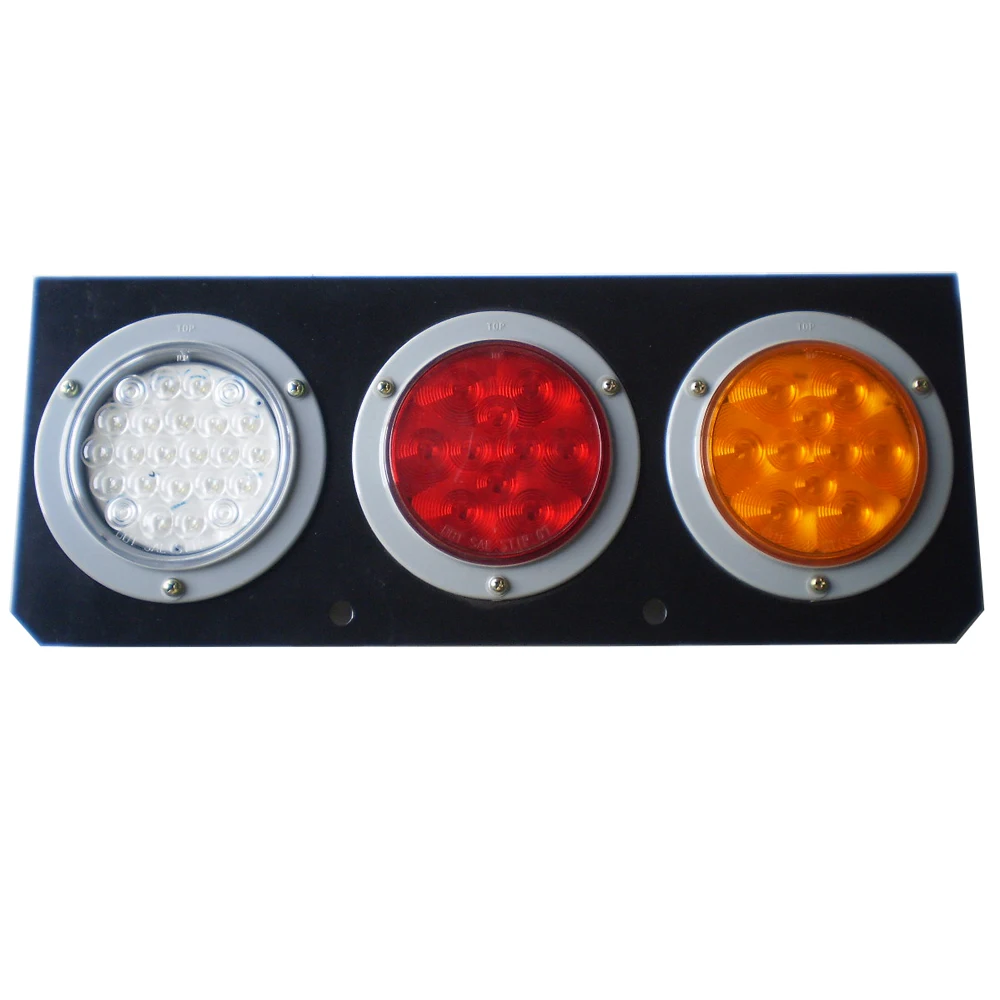 12V 4 Inch Round 30 Piranha LED Stop Turn Tail Combination Lights With 3 Hole Iron Base for Truck Trailer Van Lorry