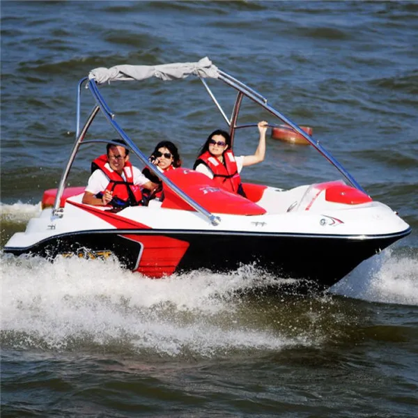 New fiberglass jet boat with outboard engine for private