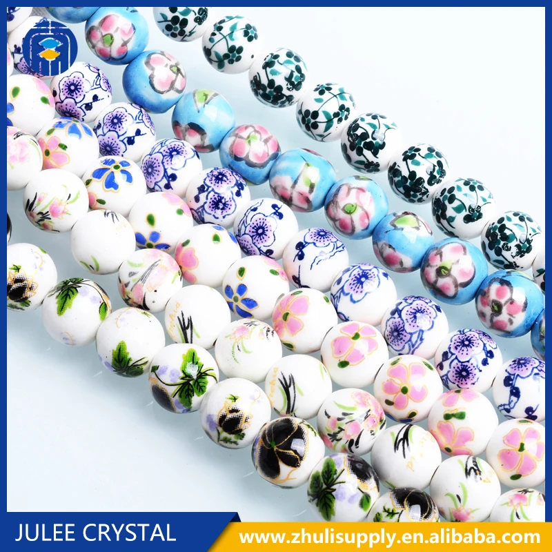
Yiwu Porcelain Animal Beads Wholesale Round Fancy Ceramic Beads For jewelry making 