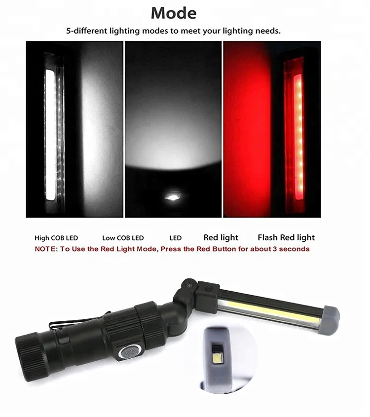 Магнитный Водонепроницаемый Портативный перезаряжаемый светодиодный фонарик Cob из алюминиевого сплава