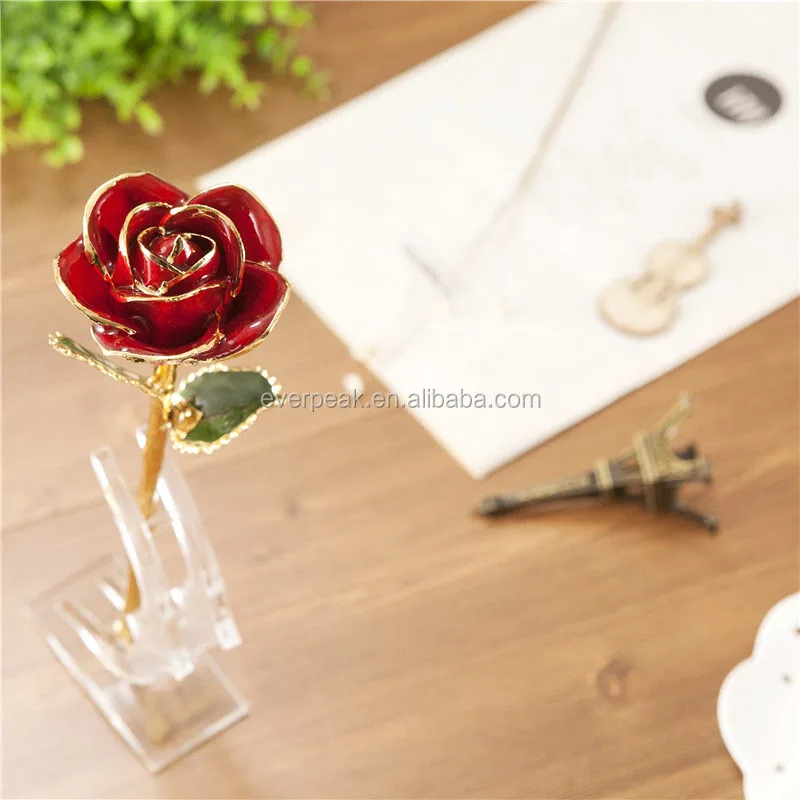 Wholesale Gold Rose With Gift Box and Certificate 24k Gold Plated Real Rose For Valentines Day