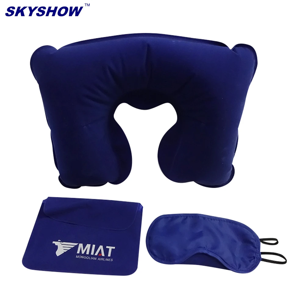 Airline Travel Kits Inflatable Pillow Set with Hearing Protection Eye Mask And Ear Plug