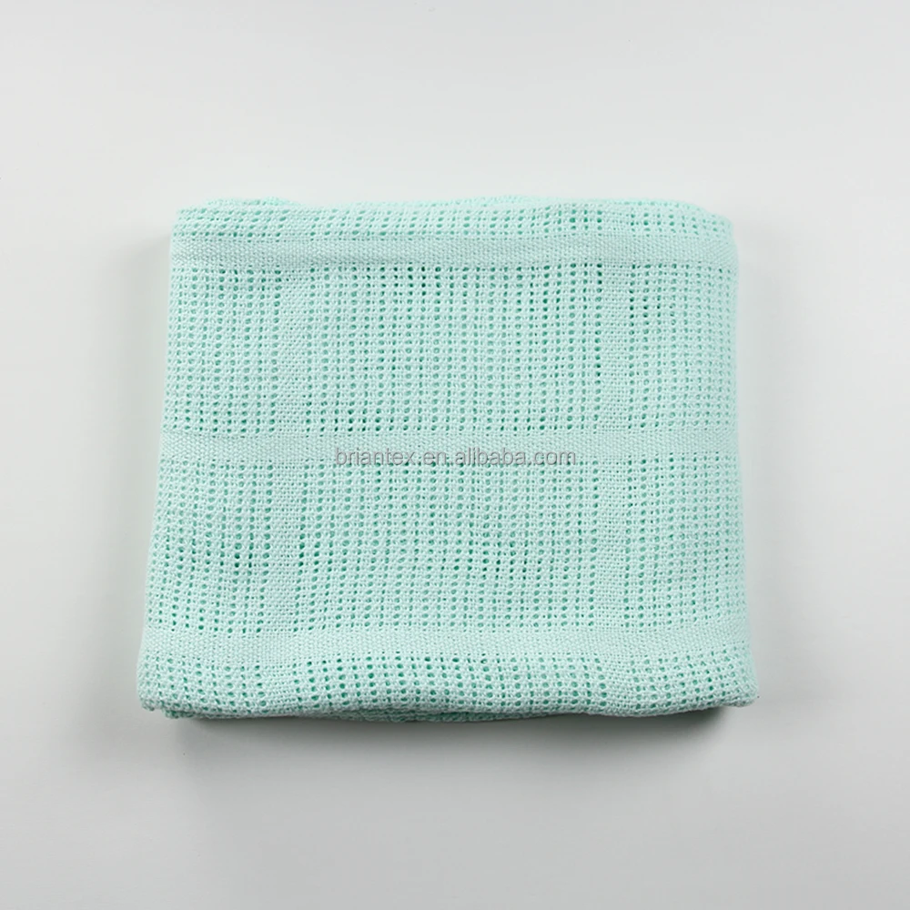 Briantex 100%cotton knitted baby blanket high quality cellular cot blanket