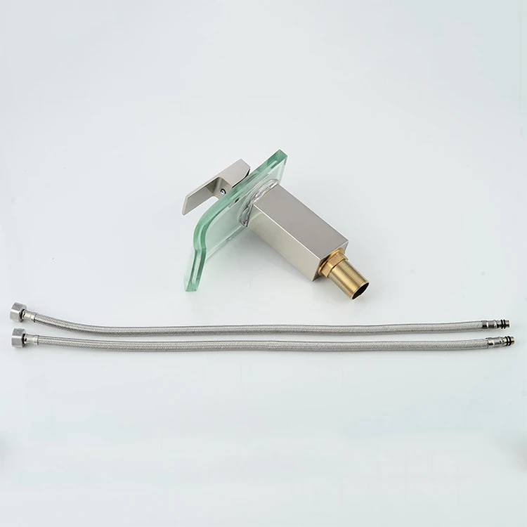 Deck Mounted Lavatory Waterfall Basin Bath Shower LED Faucet Light