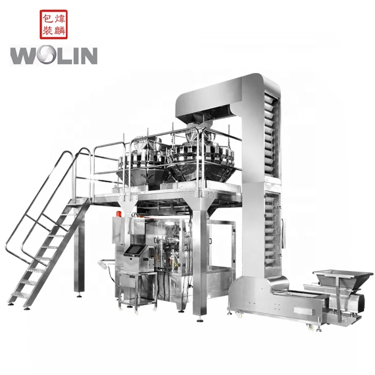 Weighlin full 2 24 head weight filler rotating rotary 8 station pouch packing machine packaging line mixed oats nuts snacks