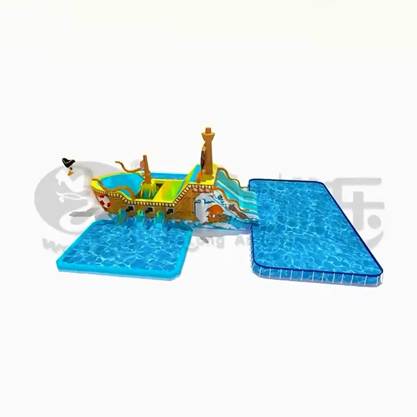 Пиратский лебедь корабль водный аттракцион Аквапарк Надувной Аквапарк с тремя бассейнами