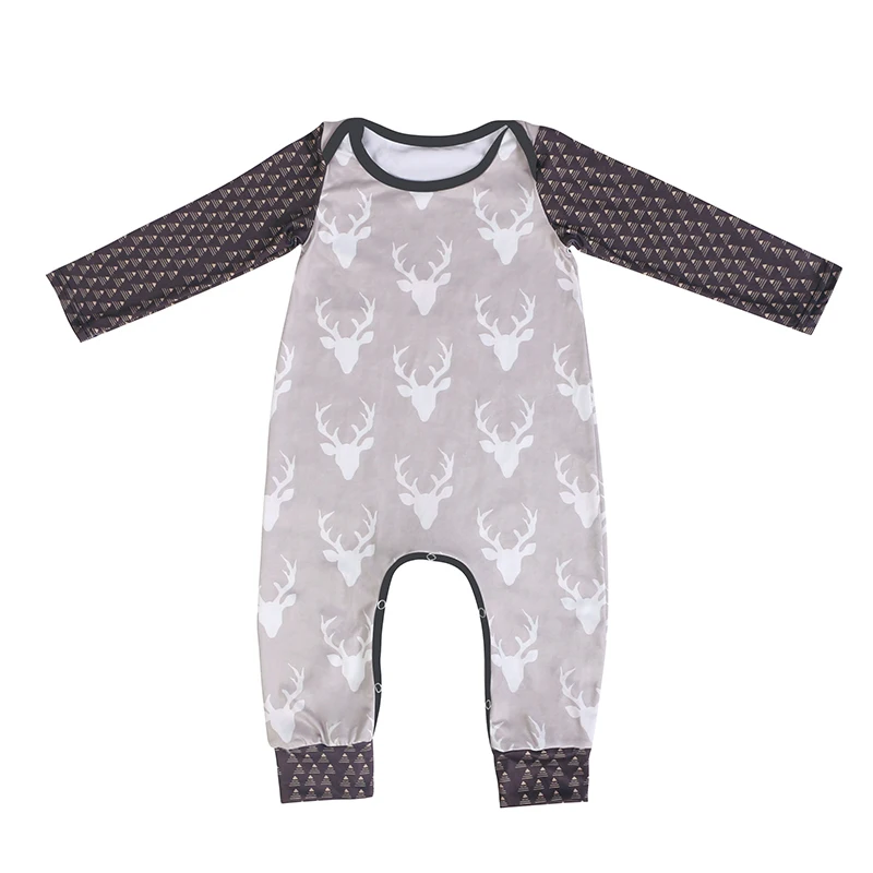 Fall Wholesale Newborn Baby Clothes Bull Skull Printed Long Sleeve Baby Boy Romper