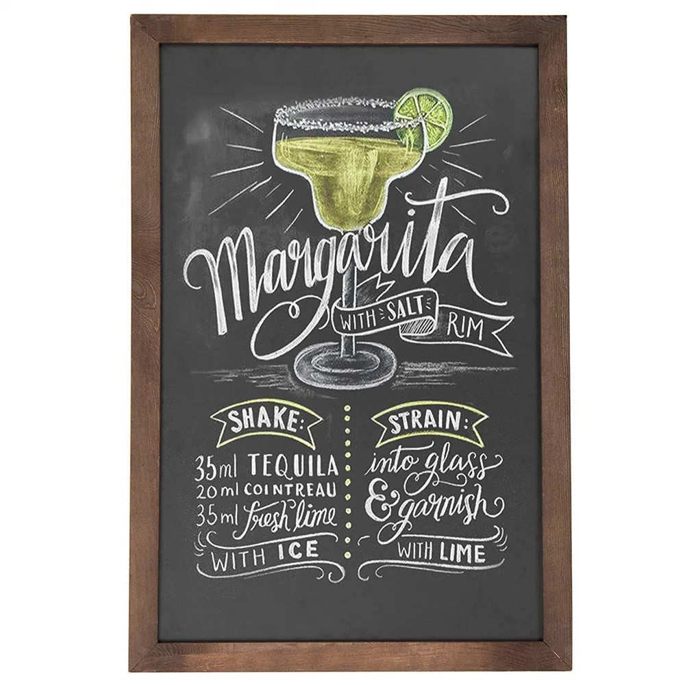 Vintage Wall Mounted Brown Wood Framed Blackboard Sign  Retail & Cafe Menu Board - 36 x 24inch