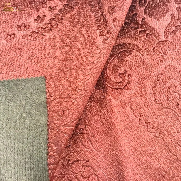 
China knitting shiny 100% polyester customized design emboss Velvet fabric for upholstery 