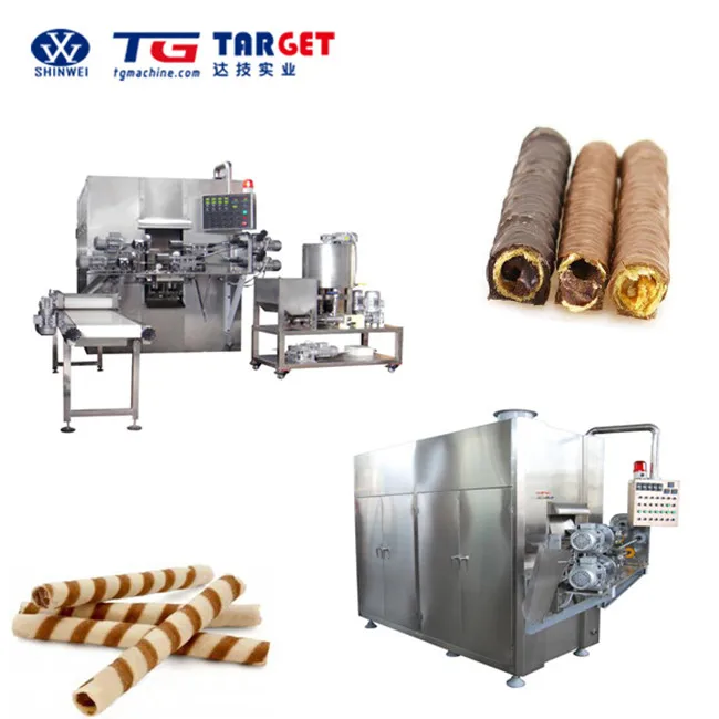 JD100 Automatic Chocolate wafer bar Wafer Egg Roll Production Line Wafer Biscuit Roll Making Machine