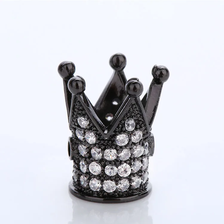 Hot Selling King Crown Shape Beads Charm Pendant Fashion Jewelry Cubic Zircon Pave Crown Shape Charms for Making Bracelets