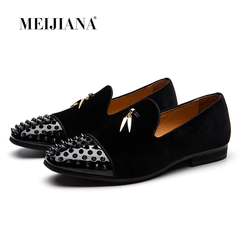 Men Loafers Black Suede Shark Tassel Slippers Shoes Luxury Dress Flats Genuine Leather Loafers