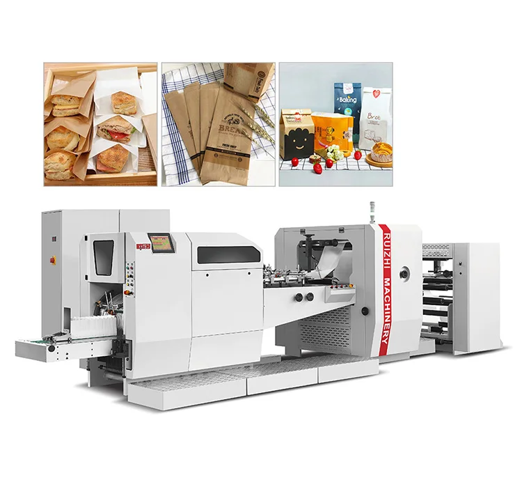 High Speed Fully Automatic Kraft Paper Window Baguette Bread Bag Making Machine