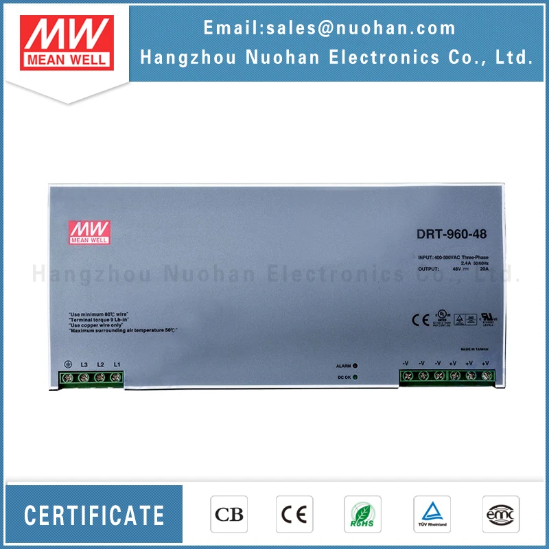  Бренд Mean Well представляет DRT-960-48 960W 48V Промышленный источник питания