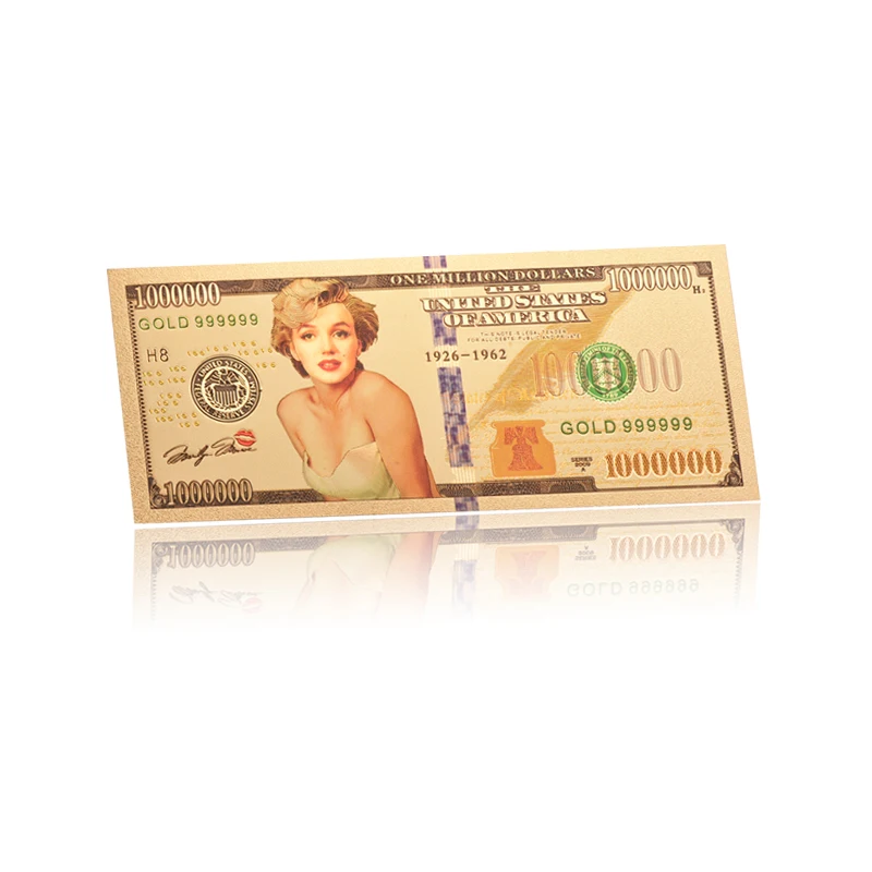 Amazon New Sale Custom Gold 999999 One Million Dollars Color Marilyn Monroe Coins Gold Foil Banknote For Collection