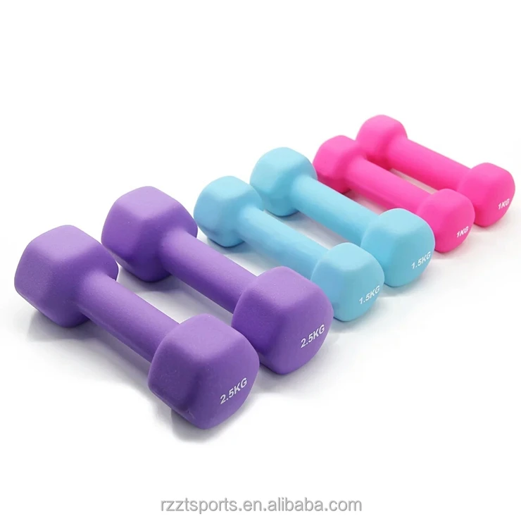 Gym Colorful Fitness Hex Neoprene Coated Dumbbell