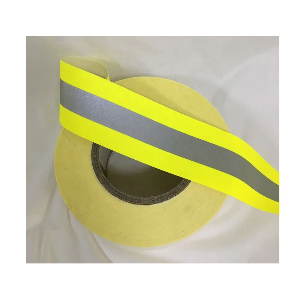 Chinese wholesale Flou-Yellow silver  Fire Flame Retardant Reflective Tape 5cm width for fireflighter safety workwear