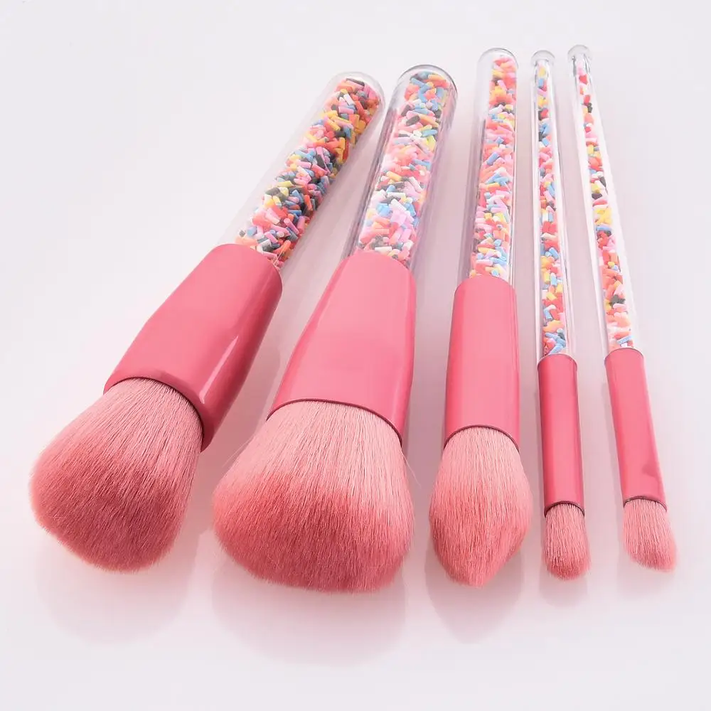 5pcs Candy Crystal Kabuki Makeup Brush Set Kit for Girls