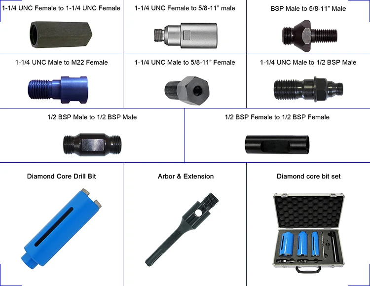 1-1/4 UNC Male to 5/8-11 Female Exchange Adapter for Diamond core drill bit