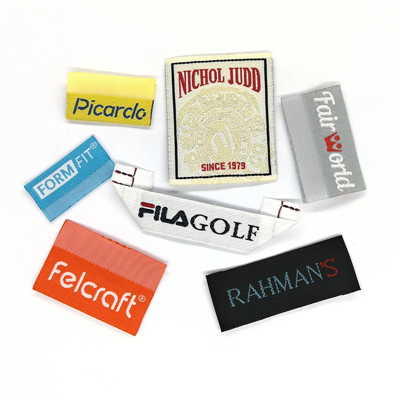 Free Sample Custom Centerfold Garment Fashion Loop Fold Woven Label