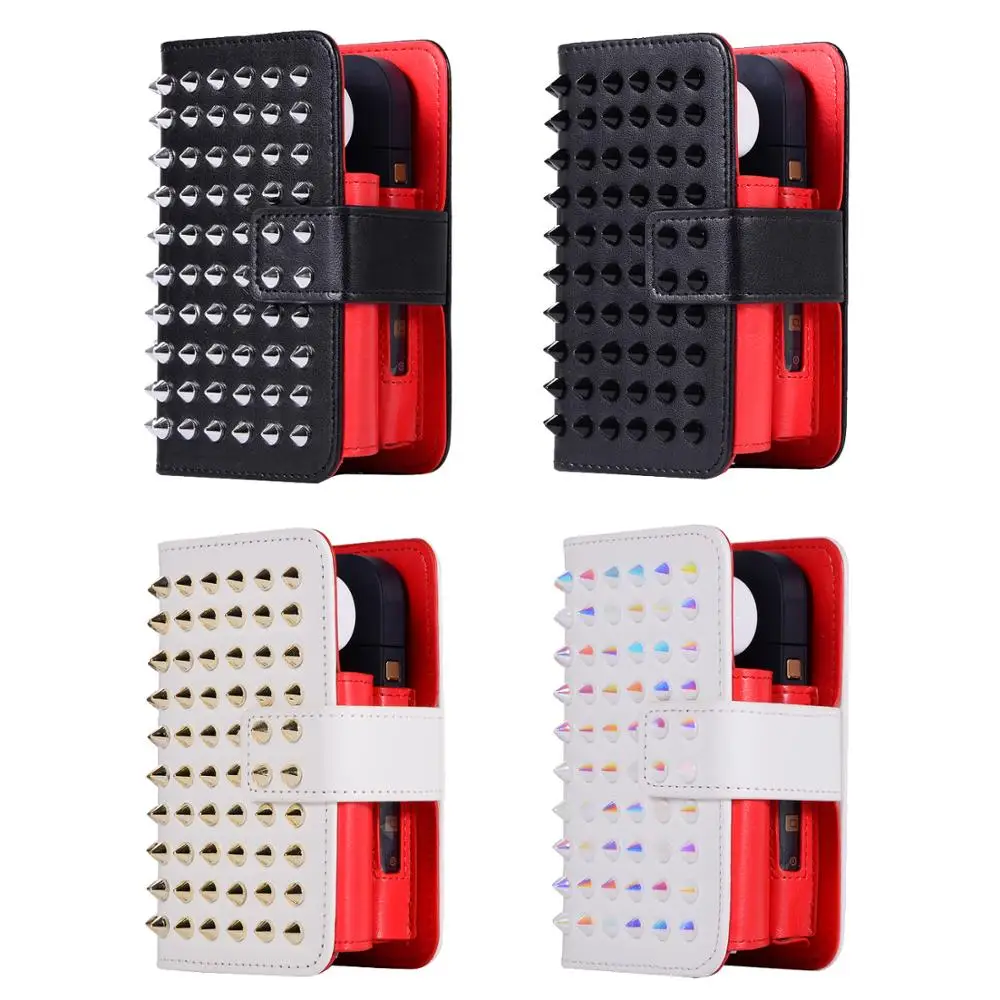 
New products ideas 2018 multifunction punk rivet electronic cigarette case for IQOS, leather storage bag for IQOS 