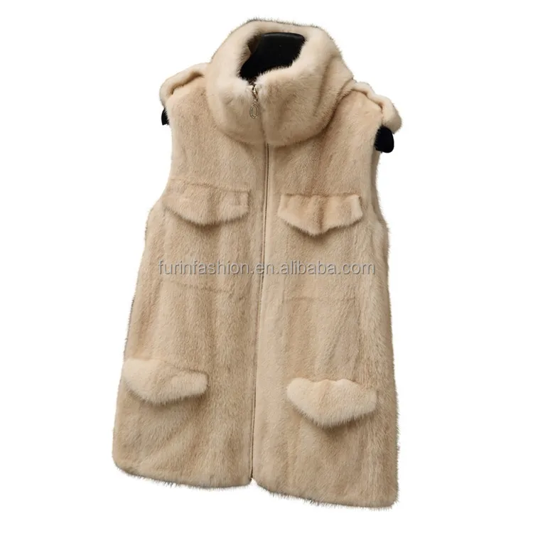 
High Quality Good Prices 100% Real Natural Sleeveless Mink Fur Coat 