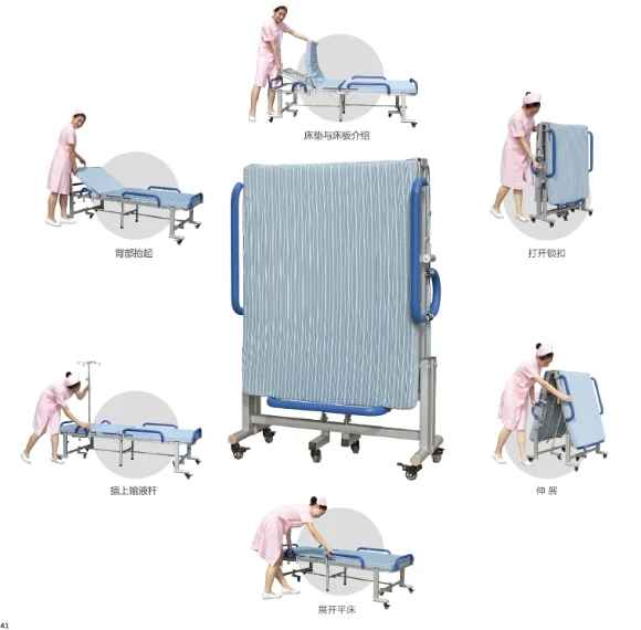 YF-HS-028 больница металлическая складная рукоятка односпальная кровать для пациента
