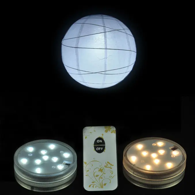 Remote Controlled Battery Operated 10pcs SMD LED Blubs Paper Lantern Lights Waterproof Base Wedding Party Vase Decoration