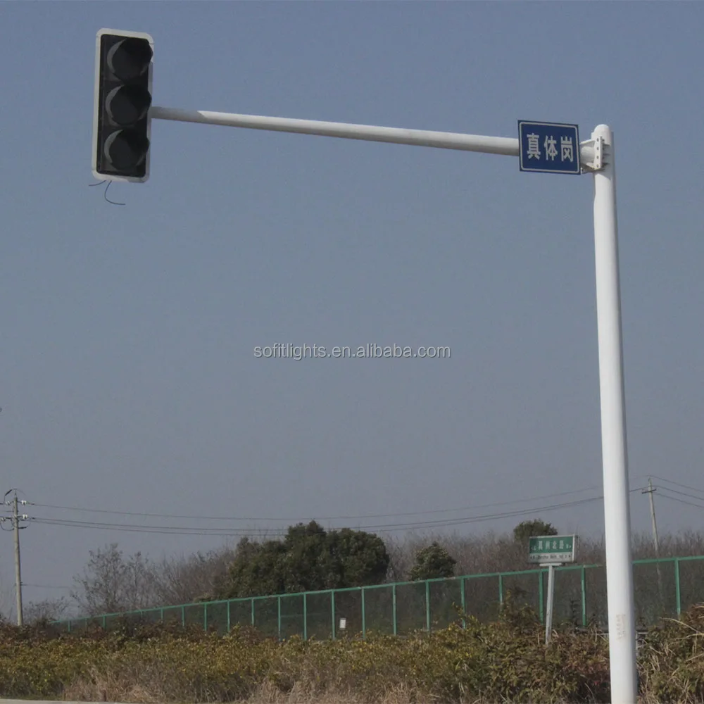 Conical hot dip galvanized tube steel traffic signal light pole