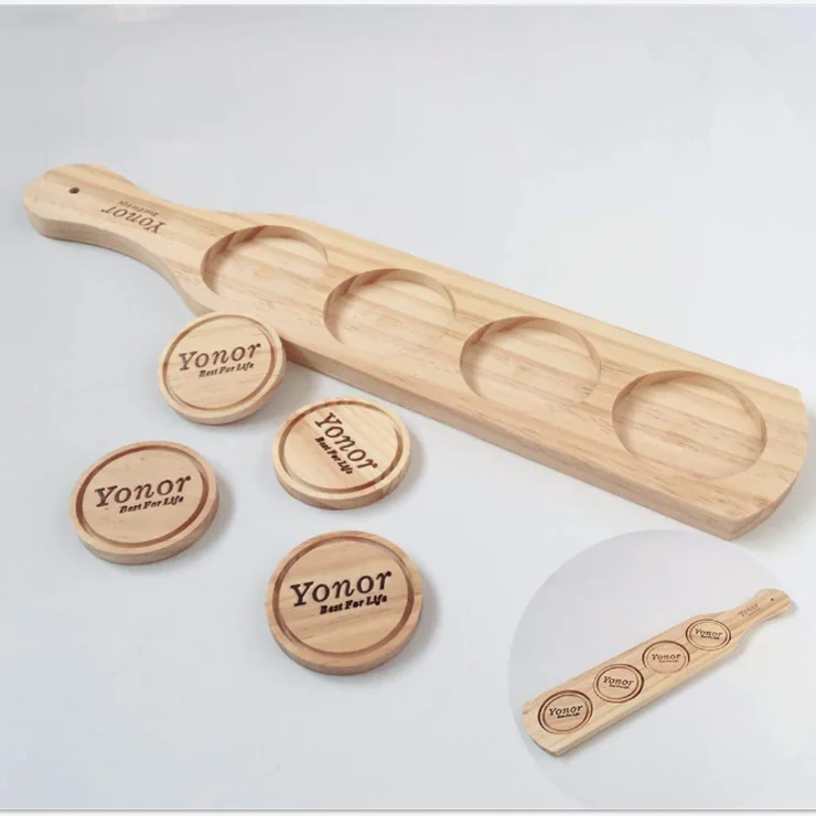 Customized size wooden shot glass drink holder tray