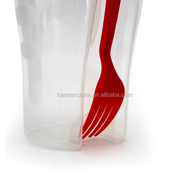 Hot sell wholesale promotional health vegetables mix cup BPA free plastic salad dressing shaker with fork food container