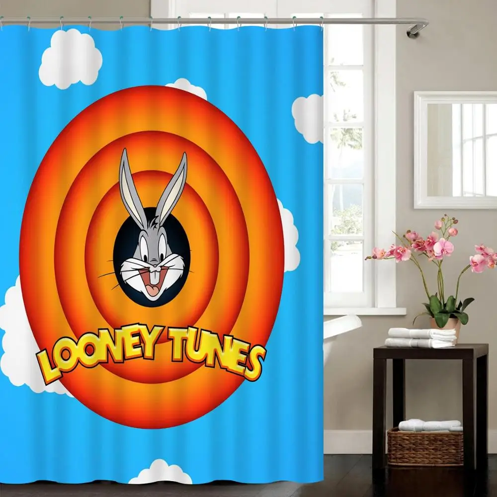 Wholesale Custom Design Digital Printing Fancy Cute Cartoon Characters Printed Bathroom Shower Curtains