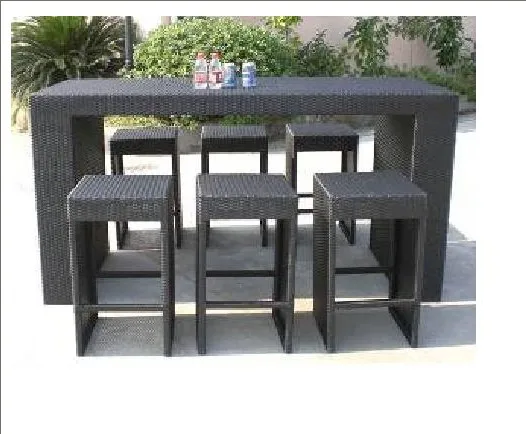 Popular Outdoor Furniture Garden bar Sets Poly Rattan Wicker Chairs