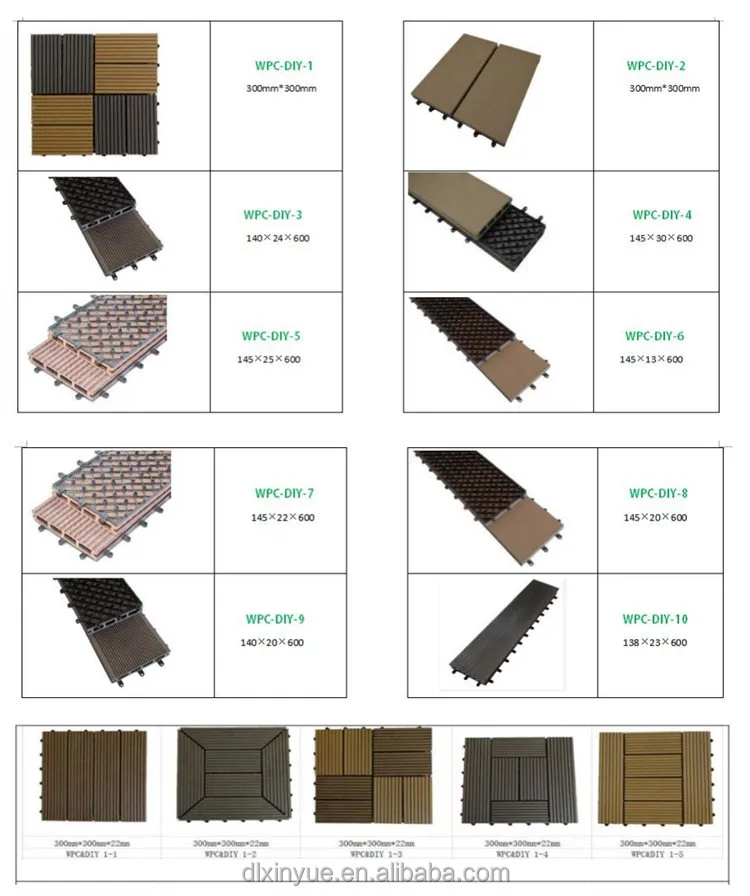 
300*300*22mm factory hot sale WPC DIY decking flooring,wood plastic composite diy tiles deck floor,interlock wpc DIY decking 