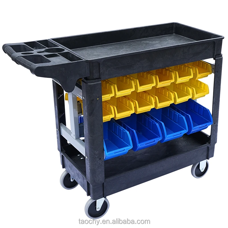 Storage service cart Plastic utility cart with bin
