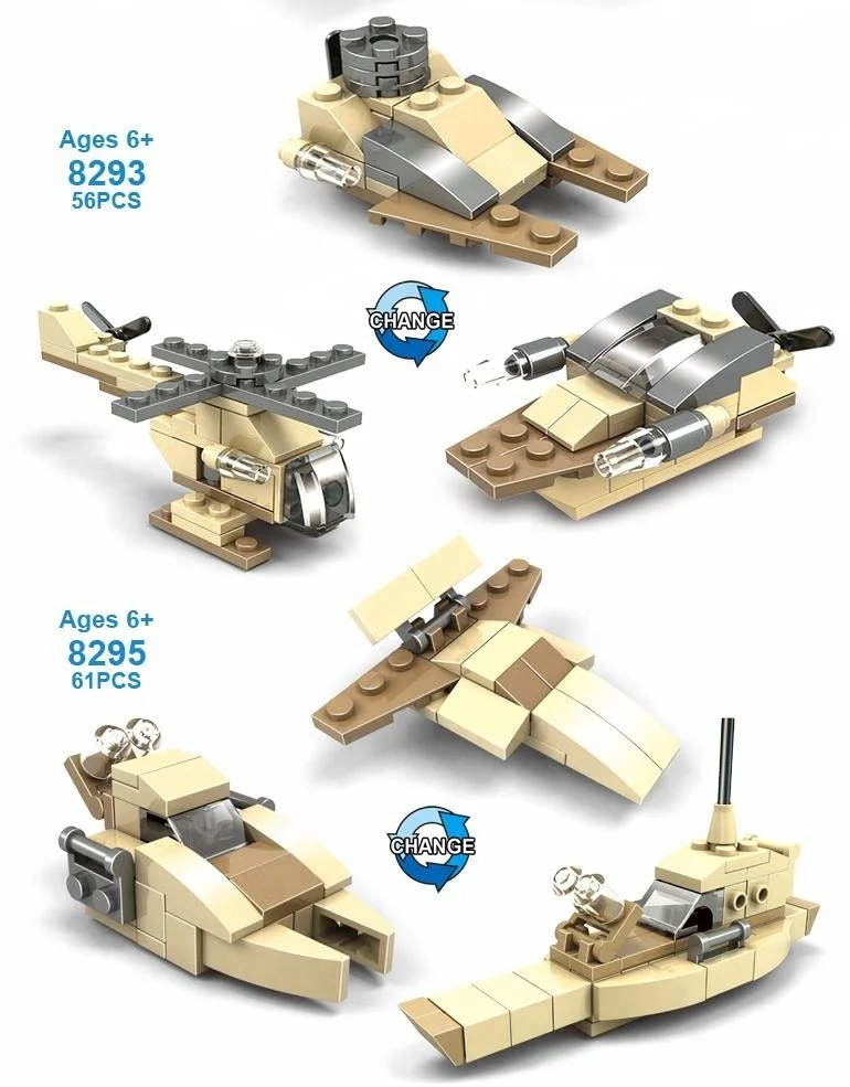 Lele Brother Plane Fighter Bricks Toy 6 in 1 Military Aircraft Kids Building Blocks