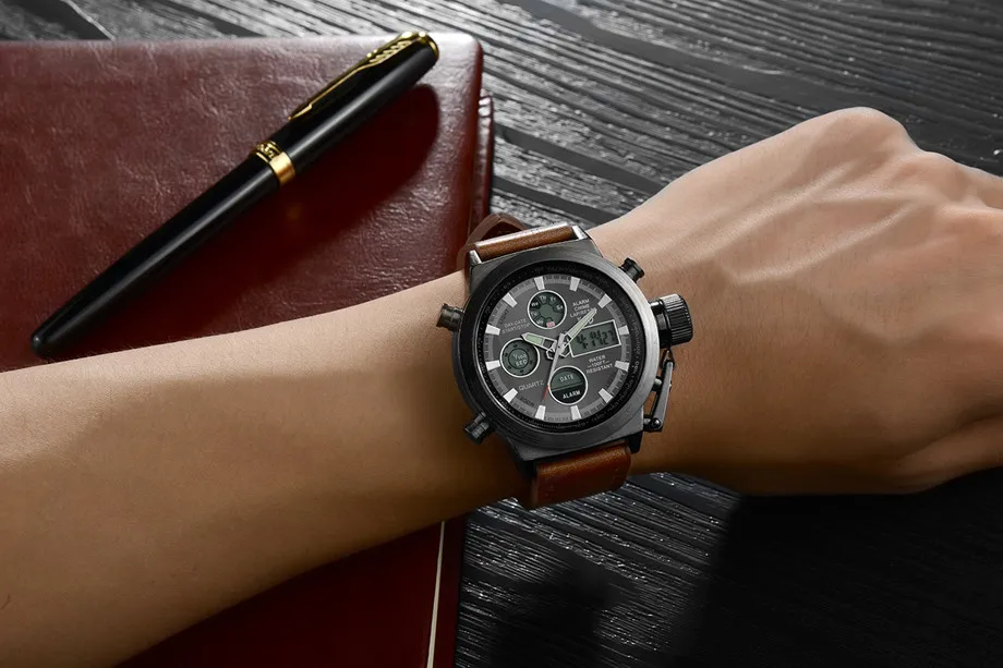 
GOLDEN HOUR watch multifunction waterproof branded men smart digital watches quartz luxury wristwatch 