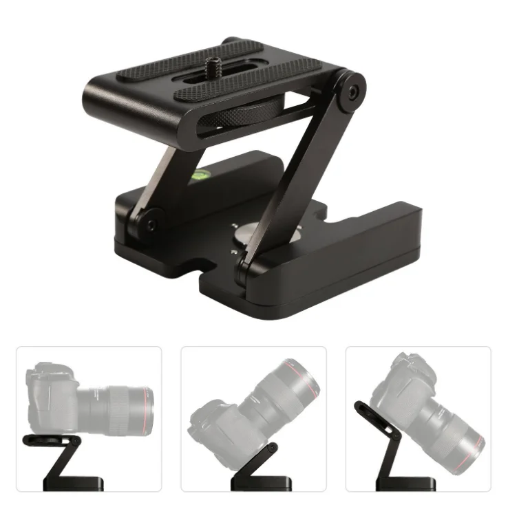 Aluminum Alloy Camera Folding Quick Release Plate Stand Holder Tripod Z type Flex Tilt Ball Head Durable Quality New Black