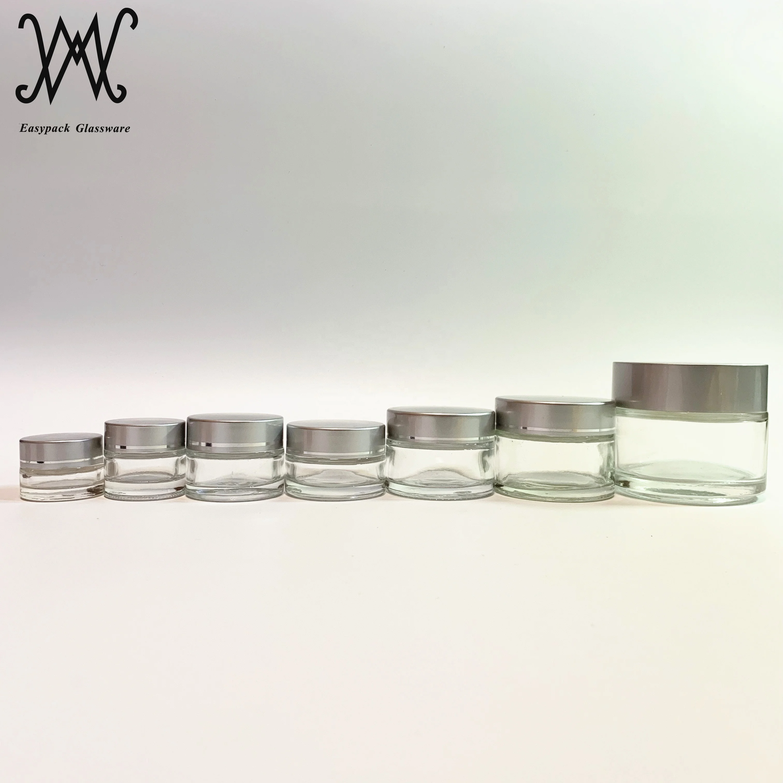 100g 100ml clear glass cosmetic packaging jar with gold metal lid for cream oil