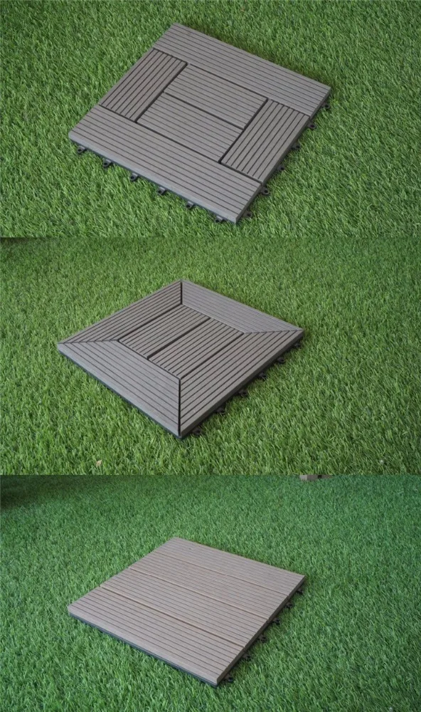 Durable WPC Wood Plastic Composite Decking Interlocking Puzzle Floor for Outdoor DIY WPC Tile