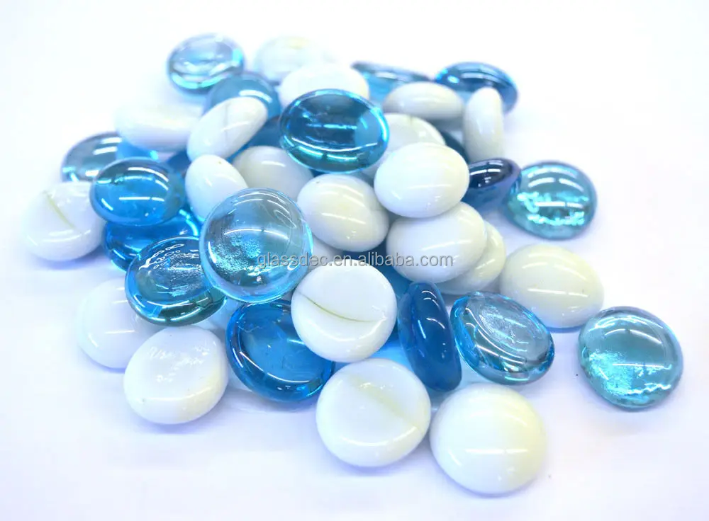 wholesale coloured bulk decorative flat Glass Pebbles for swimming pool vases